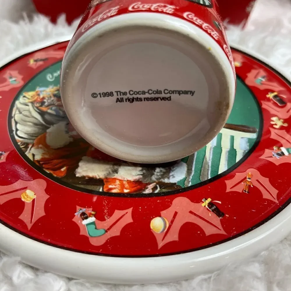 1998 Enesco Coca Cola Santa Cookie Plate & Tumbler Set